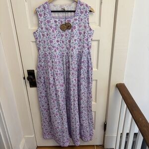 Paisley Magic Women's White Floral Dress Pockets Boho Cottage Large New $148